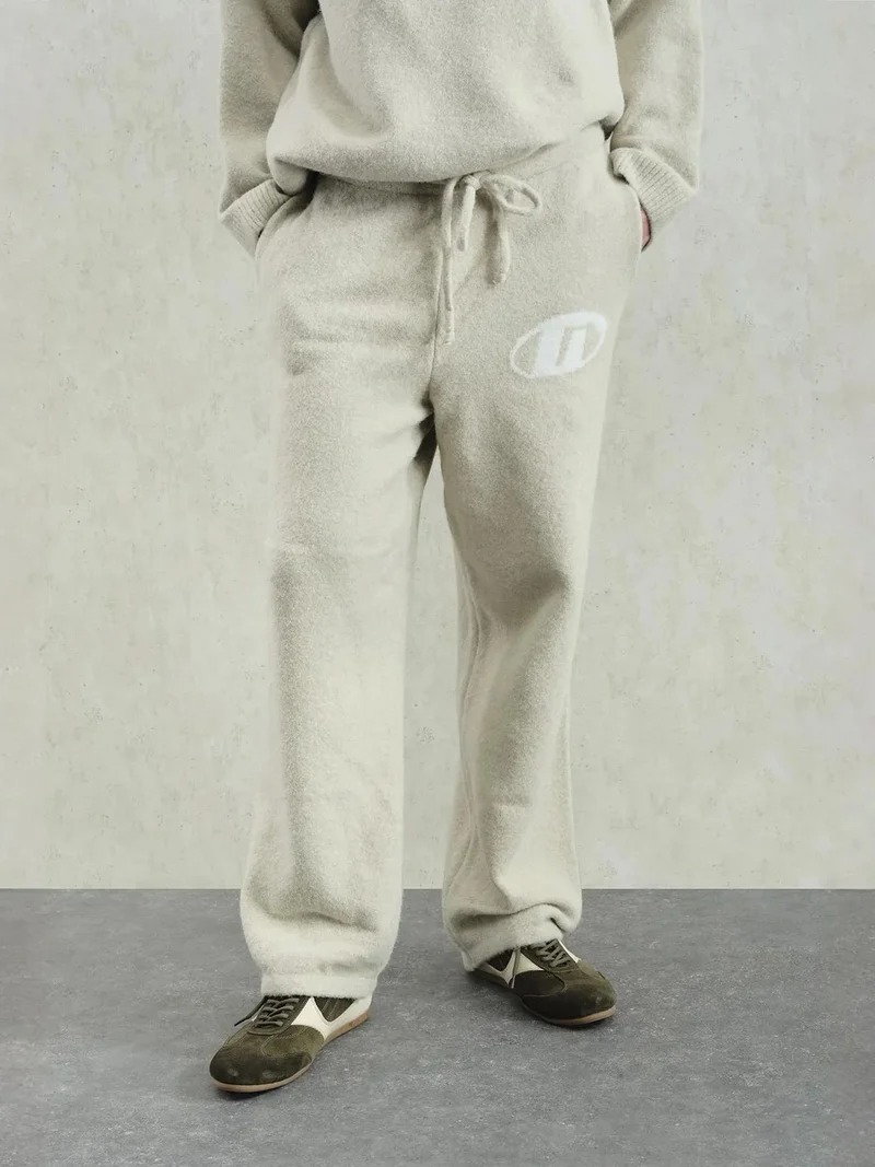 Giesto Beige Natural GIESTO Relaxed Fit Knit Pants with Drawstring Waist for Men | Best Price UAE